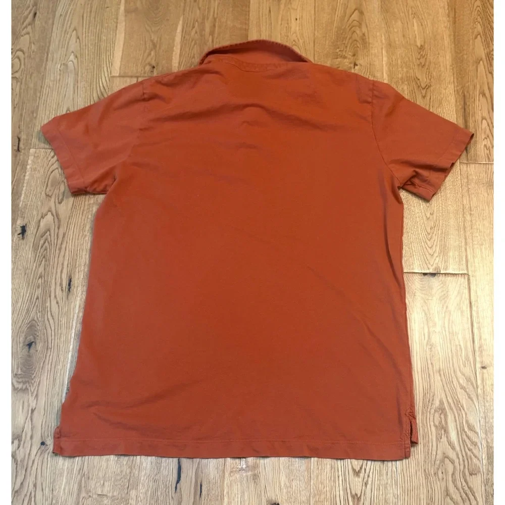 Billy Reid Mens Garment Dye Organic Cotton Polo Shirt Rust Orange XL
